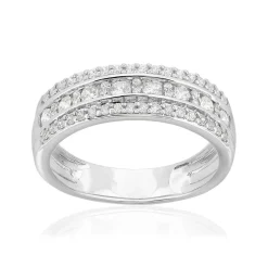 Bague or 750 blanc diamants synthétiques 0,5 carat