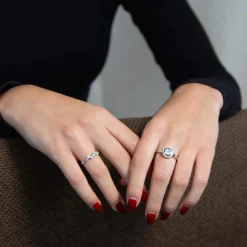Bague or 750 blanc diamants synthétiques 0,46 carat