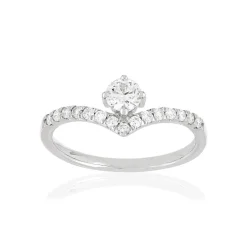 Bague or blanc 750 diamants synthétiques 0.50 carat