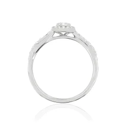 Bague or blanc 750 diamants synthétiques 0.50 carat