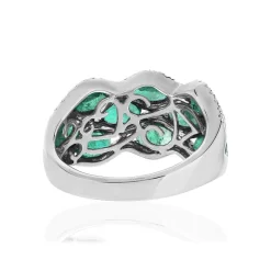 Bague or blanc emeraude diamant