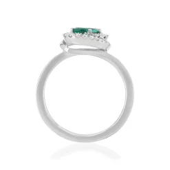 Bague or blanc emeraude diamant