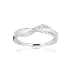 Bague or blanc 375 entrelacée diamant