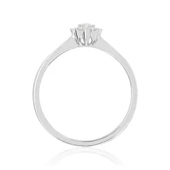 Bague or 750 blanc fleur diamants synthétiques 0,15 carat