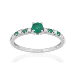 Bague or 375 blanc émeraudes