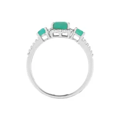 Bague or blanc 750 émeraudes diamants