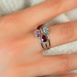 Bague or 375 blanc pierres fines