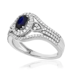 Bague or 750 blanc pierres précieuses