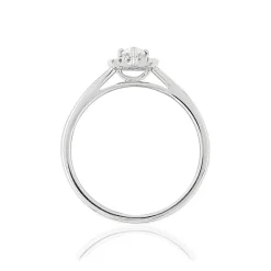 Bague or 750 blanc poire diamants synthétiques 0,31 carat