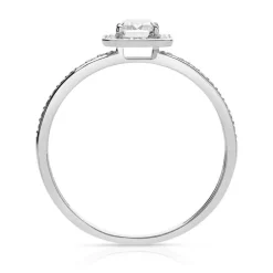 Bague or 375 blanc rectangulaire zirconias