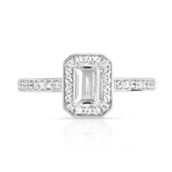 Bague or 375 blanc rectangulaire zirconias