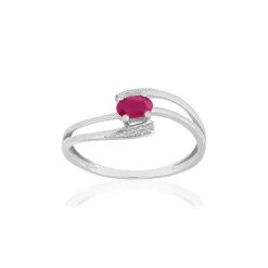 Bague or blanc 375, rubis