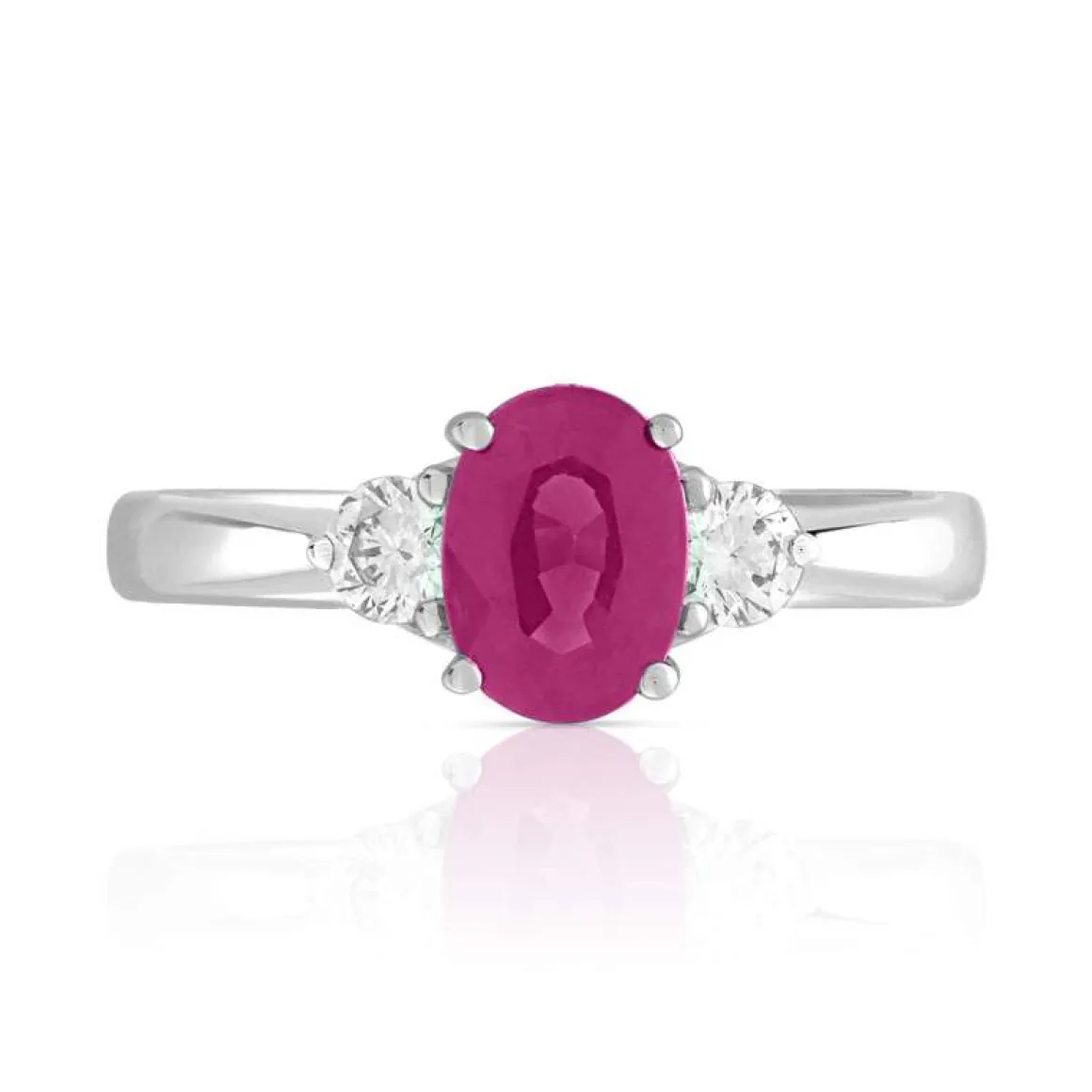 Bague or 750 blanc rubis et diamant