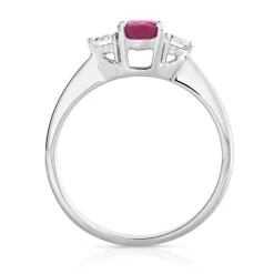 Bague or 750 blanc rubis et diamant