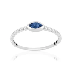 Bague or 375 blanc saphir