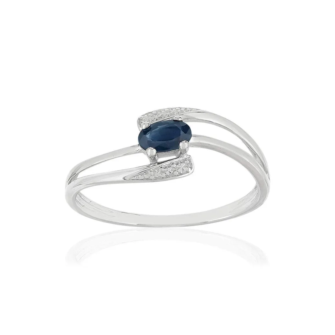 Bague or blanc 375, saphir