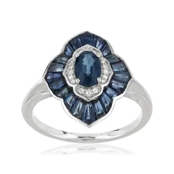 Bague or blanc 750 saphir diamant