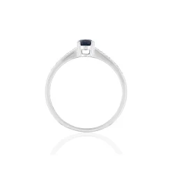 Bague or blanc 375 saphir diamants