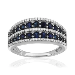 Bague or 750 blanc saphir diamant