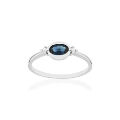 Bague or blanc 375 saphir diamants