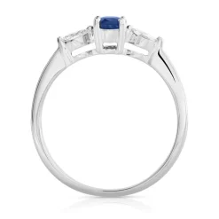 Bague or 750 blanc saphir et diamant