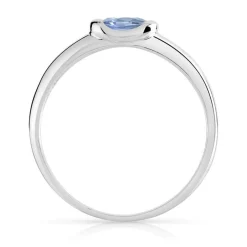 Bague or 375 blanc saphir ovale