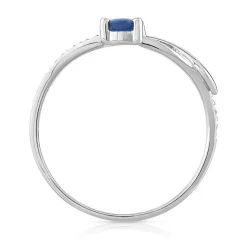 Bague or 750 blanc saphir ovale