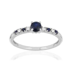 Bague or 375 blanc saphirs