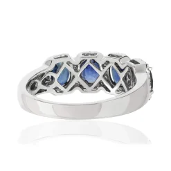 Bague or blanc saphirs diamants