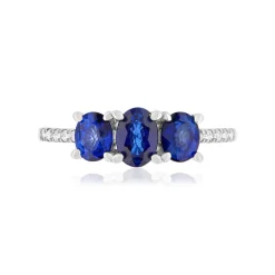 Bague or 750 blanc saphirs diamants
