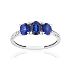 Bague or 750 blanc saphirs diamants