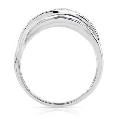 Bague or 375 blanc saphirs et diamants