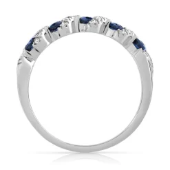 Bague or 375 blanc saphirs et diamants