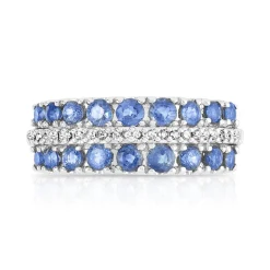 Bague or 750 blanc saphirs et diamants