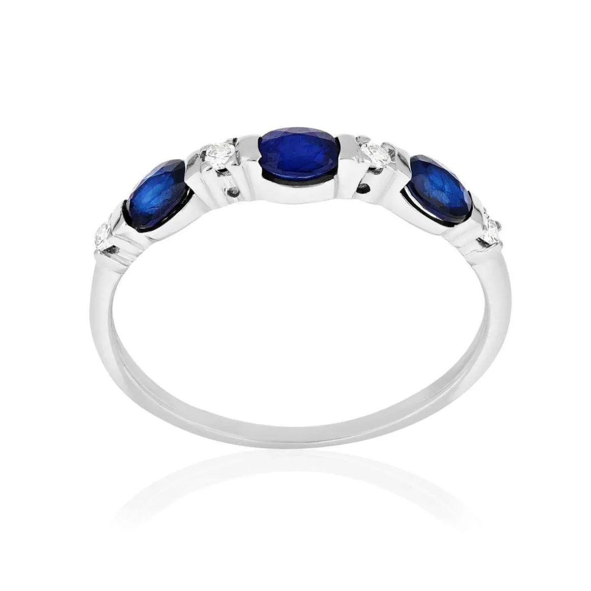 Bague or 375 blanc saphirs et zirconias