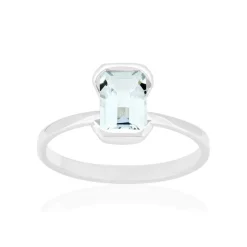 Bague or 375 blanc topaze bleue traitée