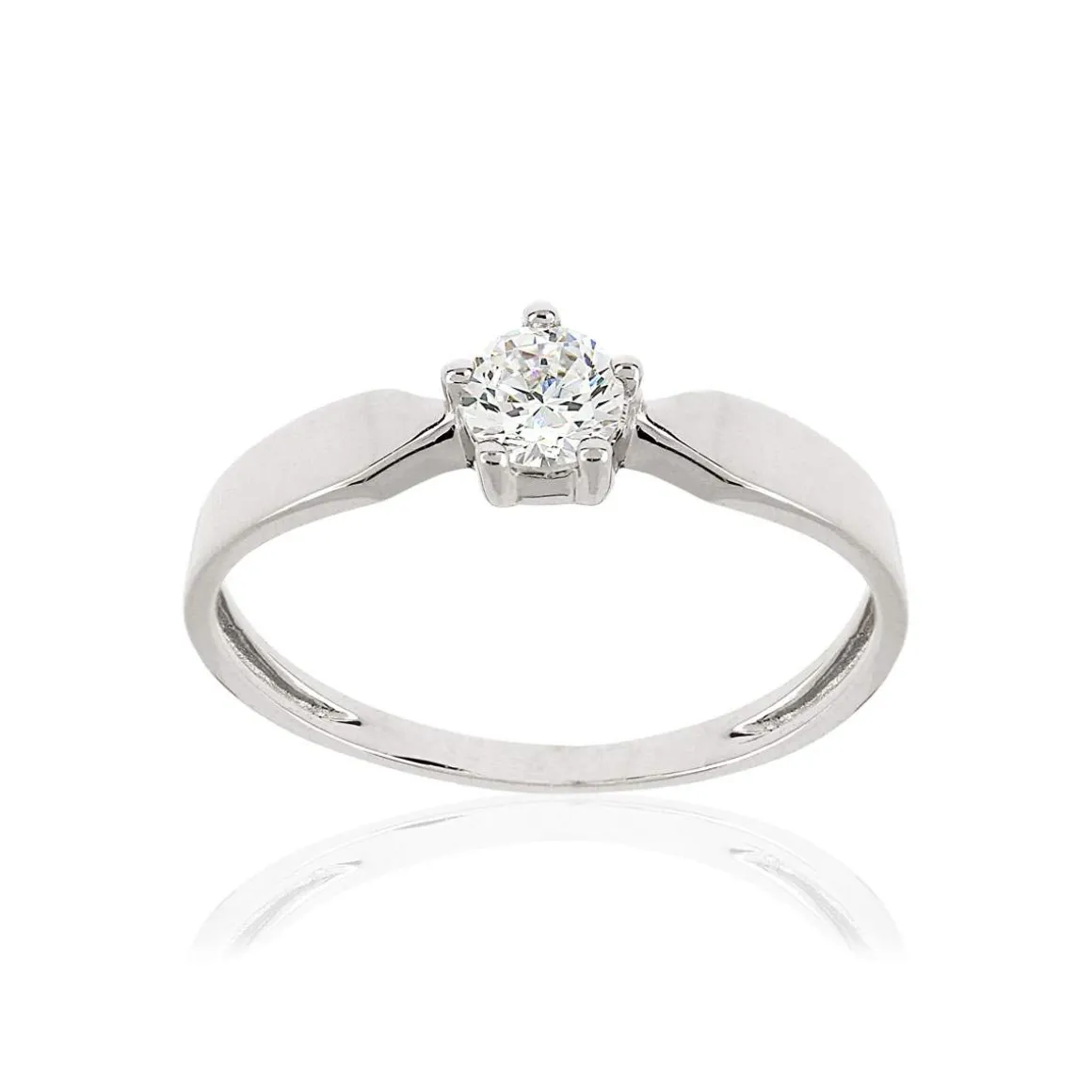 Bague or 375 blanc zirconia