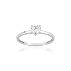 Bague or 375 blanc zirconia blanc
