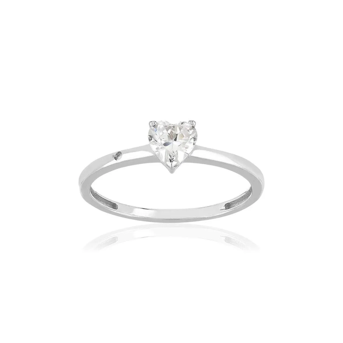 Bague or 375 blanc zirconia blanc