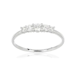 Bague or 375 blanc 5 zirconias