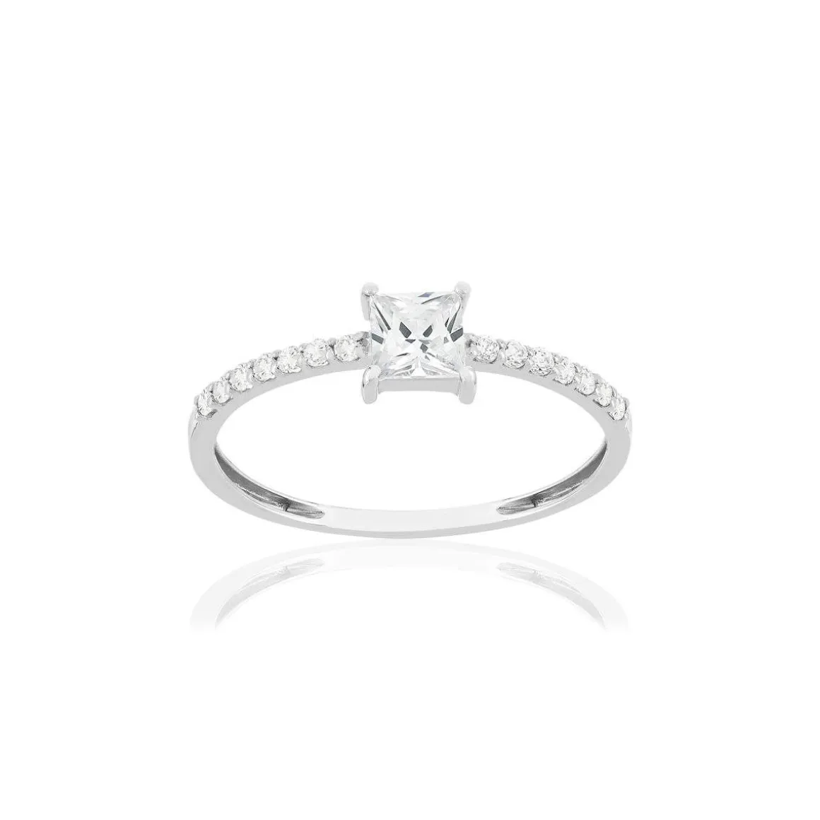 Bague or 375 blanc zirconias blancs