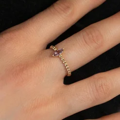 Bague or 375 jaune améthyste
