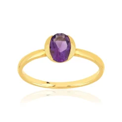 Bague or 375 jaune améthyste