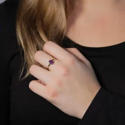 Bague or 375 jaune améthyste