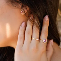 Bague or 375 jaune améthyste