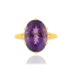 Bague or jaune 750, 1 Améthyste de 5 carats.