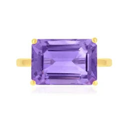 Bague or 750 jaune améthystes