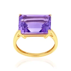 Bague or 750 jaune améthystes