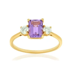 Bague or 375 jaune améthystes