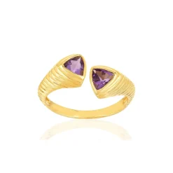 Bague or jaune 375 améthystes taille troidia